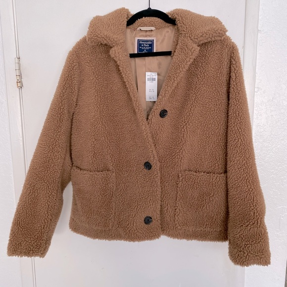 Abercrombie & Fitch Women’s Caramel Teddy Jacket | Size XL - Picture 5 of 6